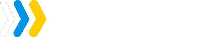 Logo GaeoPharma, il comprend à gauche trois chevrons respectivement de couleurs blanche, bleu et jaune puis à droite le terme GaeoPharma en blanc